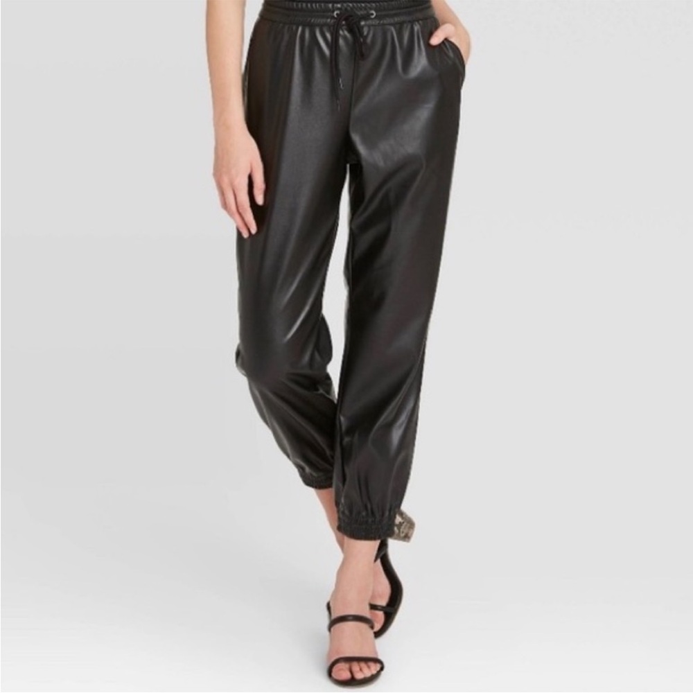 Women’s A New Day Black Faux Leather Joggers Size XXL